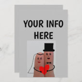 PERSONALISEERDE WEDDING INVITATIONS FUNNY FINGERS KAART (Voorkant / Achterkant)