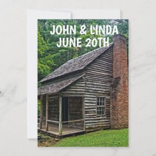 PERSONALISEERDE WEDDING INVITATIONS LOG CABIN KAART