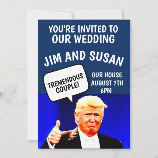 PERSONALISEERDE WEDINGINVITATIES DONALD TRUMP KAART (Voorkant)