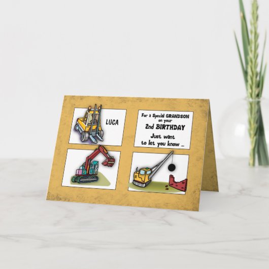 Personaliseert de 2de Verjaardag van de kleinzoon Kaart (Voorkant)