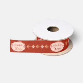Personaliseert Kerst Luxe Patroon Satijnen Lint