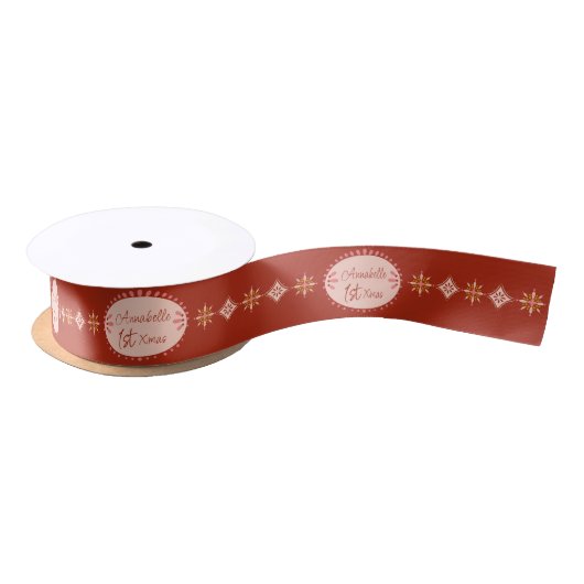 Personaliseert Kerst Luxe Patroon Satijnen Lint (Spoel)