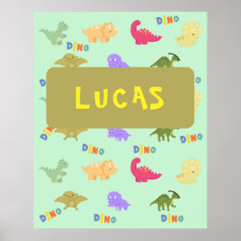 Personaliseert kleurrijke dino poster