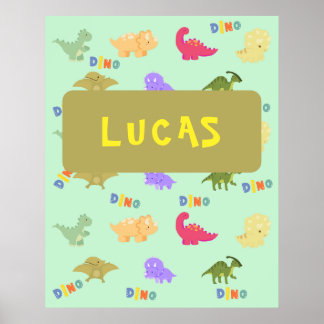 Personaliseert kleurrijke dino poster