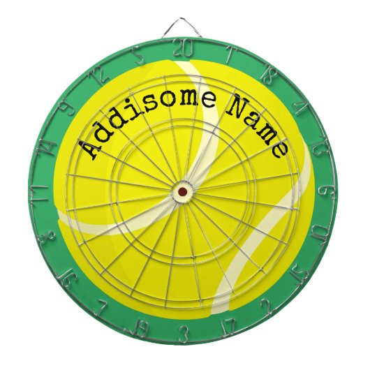 Personaliseert Monogrammed Yellow Tennis Ball Dartbord (Voorkant)