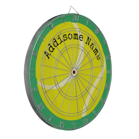 Personaliseert Monogrammed Yellow Tennis Ball Dartbord (Voorkant Links)