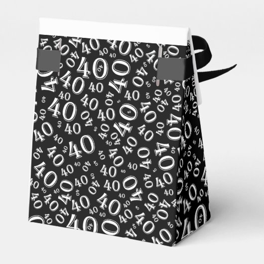 Personaliseren: 40e verjaardag thema zwart / wit bedankdoosjes (Achterkant)
