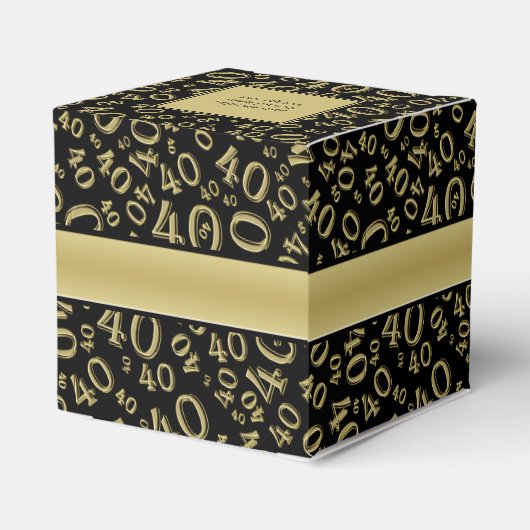 Personaliseren: 40ste verjaardagsfeestje goud / zw bedankdoosjes (Achterkant)