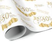Personaliseren - 50e Golden Wedding Jubileum Cadeaupapier (Rol Hoek)