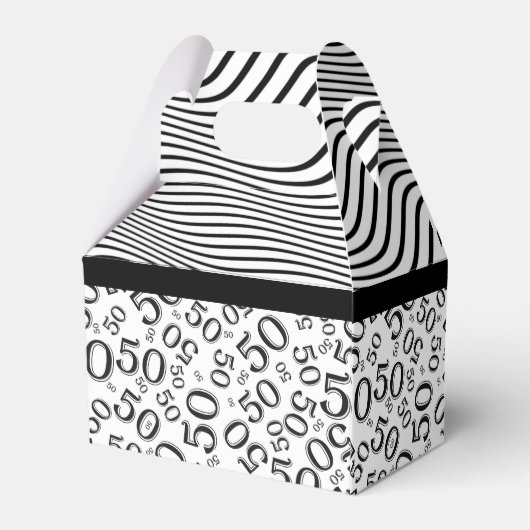 Personaliseren: 50e verjaardag Zwart-wit Thema Bedankdoosjes (Achterkant)