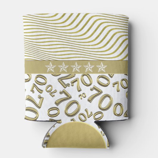Personaliseren: 70e verjaardag Wit en Goud Thema Blikjeskoeler (Achterkant)