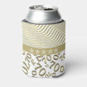 Personaliseren: 70e verjaardag Wit en Goud Thema Blikjeskoeler (Blikje Achterkant)