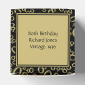 Personaliseren: 80ste verjaardagsfeestje goud / zw bedankdoosjes (Bovenkant)