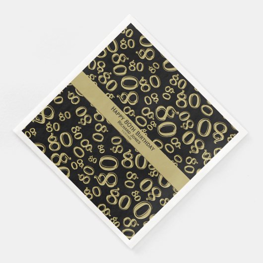 Personaliseren: 80ste zwart en goud verjaardagsfee servetten (Hoek)