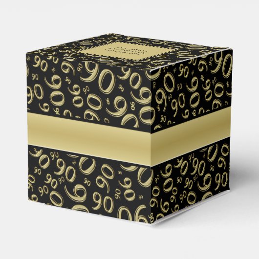 Personaliseren: 90ste verjaardagsfeestje goud / zw bedankdoosjes (Achterkant)
