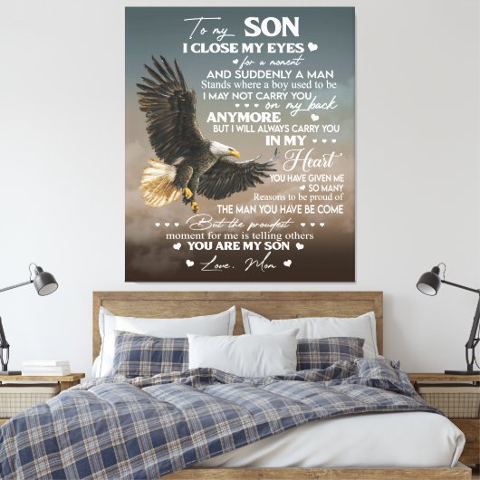 Personaliseren aan mijn zoon van liefde mam-cadeau canvas afdruk (Insitu (Slaapkamer))