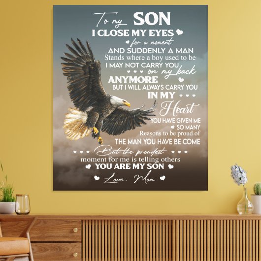 Personaliseren aan mijn zoon van liefde mam-cadeau canvas afdruk (Insitu (Woonkamer))