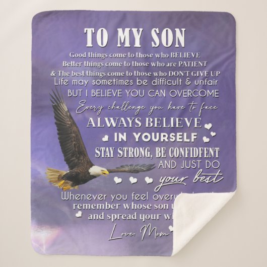 Personaliseren aan mijn zoon van Love Mam Gift Sherpa Deken (Voorkant)