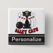 Personaliseren - Alley Cats Bowling Pin Vierkante Button 5,1 Cm (Voorkant)