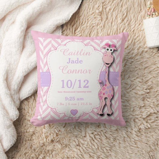 Personaliseren - Baby roze Giraffe Kussen (Deken)