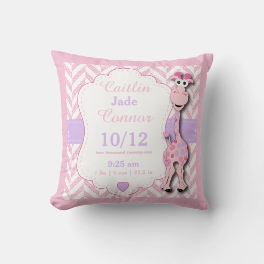 Personaliseren - Baby roze Giraffe Kussen (Voorkant)
