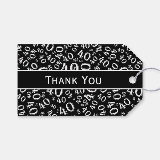 Personaliseren: "Bedankt" 40th Birthday Gift Label Cadeaulabel (Voorkant (Horizontaal))