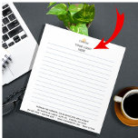 Personaliseren: bedrijfsleiding notitieblok<br><div class="desc">Klassiek notitieblok voor uw gebruik in uw kantoor of uitstekend als cadeau voor klanten/verwijzingsbronnen. Reinig lijnen met uw logo boven- en bedrijfsinformatie op de onderkant van het pad. Eenvoudig aan te passen. Om het even welke ontwerpvragen verzenden enkel een e-mail naar charmdesignstudio@rcn.com of een nota via praatje en wij zullen...</div>