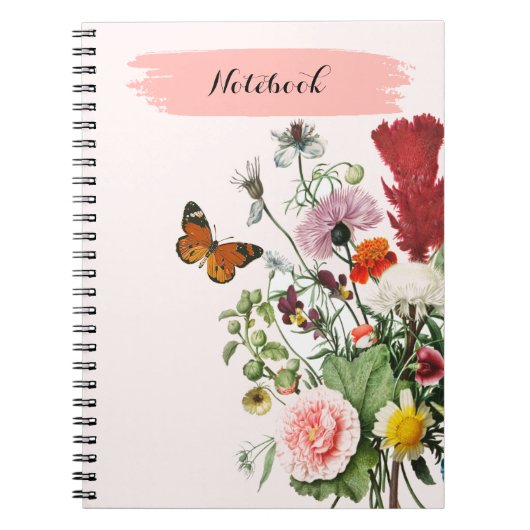 PERSONALISEREN: Bloemen + Vlinder | Notitieboek (Voorkant)