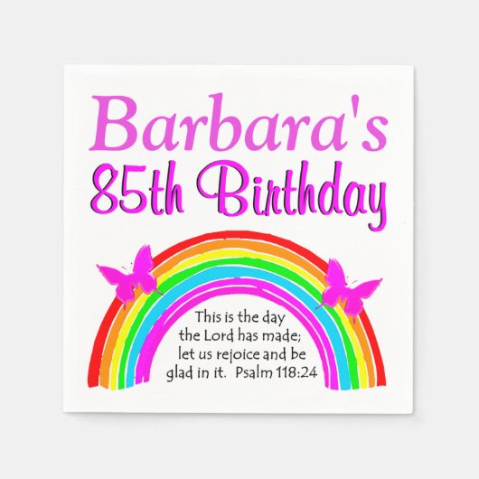  PERSONALISEREN CHRISTELIJK 85E VERJAARDAG SERVET (Voorkant)