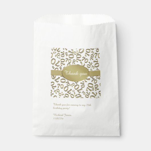 Personaliseren: dank u 70e verjaardag feest thema bedankzakje (Voorkant)