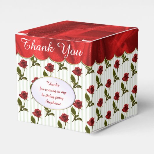 Personaliseren: Dank u - Red Roses Pattern Bedankdoosjes (Voorkant Zijde)