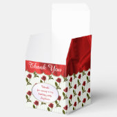 Personaliseren: Dank u - Red Roses Pattern Bedankdoosjes (Geopend)