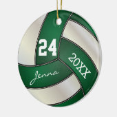 Personaliseren - Donkergroen en wit volleybal Keramisch Ornament (Links)