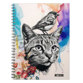 Personaliseren: een kat + een vogel | Notitieboek