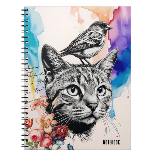 Personaliseren: een kat + een vogel | Notitieboek  (Voorkant)