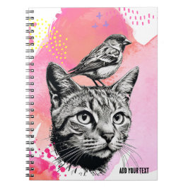 Personaliseren: een kat + een vogel | Notitieboek