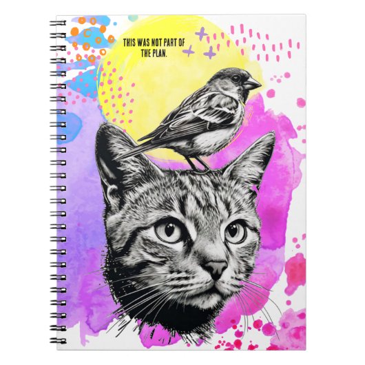 Personaliseren: een kat en een vogel | Notitieboek (Voorkant)