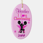 PERSONALISEREN EN DATEN IK HOU VAN CHEERLEADING OR KERAMISCH ORNAMENT (Rechts)