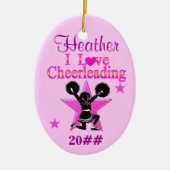 PERSONALISEREN EN DATEN IK HOU VAN CHEERLEADING OR KERAMISCH ORNAMENT (Voorkant)