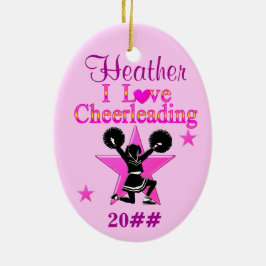 PERSONALISEREN EN DATEN IK HOU VAN CHEERLEADING OR KERAMISCH ORNAMENT
