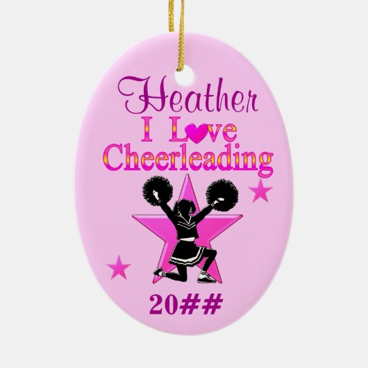 PERSONALISEREN EN DATEN IK HOU VAN CHEERLEADING OR KERAMISCH ORNAMENT (Achterkant)