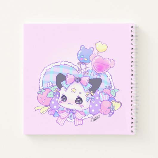 Personaliseren - feesten kei, kawaii schattige bun notitieboek (Achterkant)