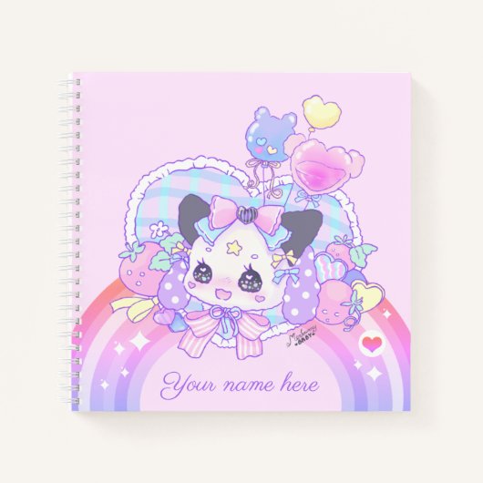 Personaliseren - feesten kei, kawaii schattige bun notitieboek (Voorkant)
