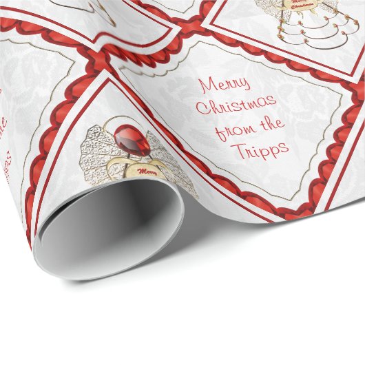 Personaliseren - Filigree Merry KerstAngel Cadeaupapier (Rol Hoek)