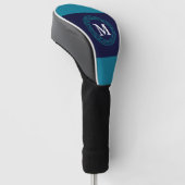 Personaliseren Golf Head Hoesje Initiaal Blue Driv Golfheadcover (Schuin)