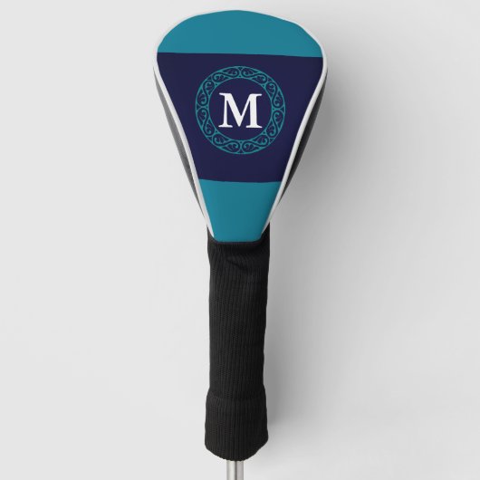 Personaliseren Golf Head Hoesje Initiaal Blue Driv Golfheadcover (Voorkant)
