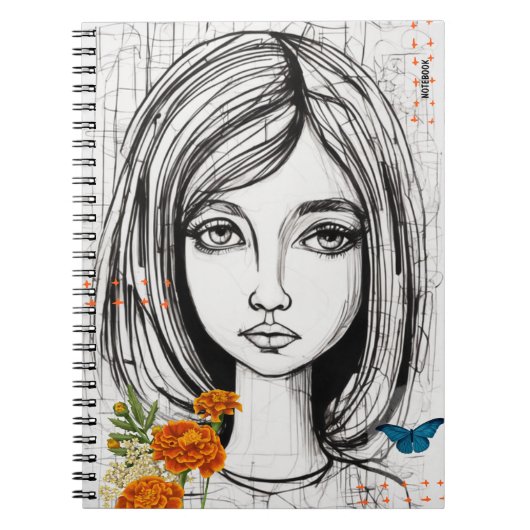 PERSONALISEREN: Hand getrokken Portret | Notitiebo Notitieboek (Voorkant)