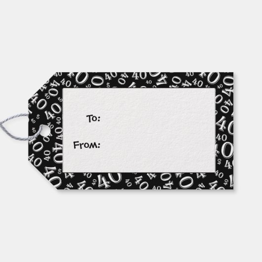 Personaliseren: Happy 40th Birthday B & W Cadeau L Cadeaulabel (Achterkant Horizontaal)