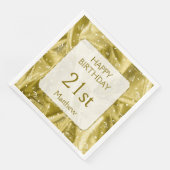 Personaliseren: "Happy Birthday" Goud getextureerd Servet (Hoek)