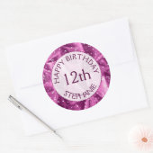 Personaliseren: "Happy Birthday" Orchidee getextur Ronde Sticker (Envelop)